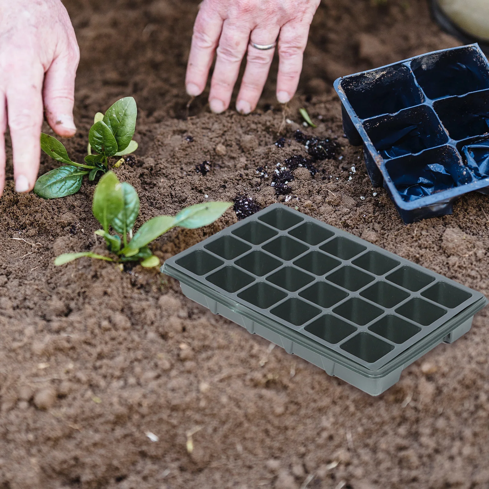 

2pcs 24-Cell Plastic Plant Germination Container Waterproof Corrosion Resistant Garden Nursery Tray For Vegetable Flower