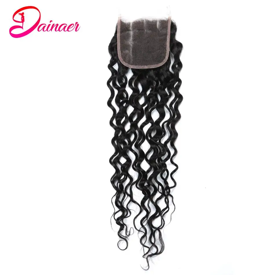 Water Wave Hair 3 Bundles With Closure 100% Natural Human Hair Weave Bundle With 4x4 Closure Human Hair Extensions Natural Color