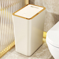 10L Smart Trash Can With One Button Pop Up Lid High Looking Anti Odor Lidded High End Slit Paper Basket For Home Toilets