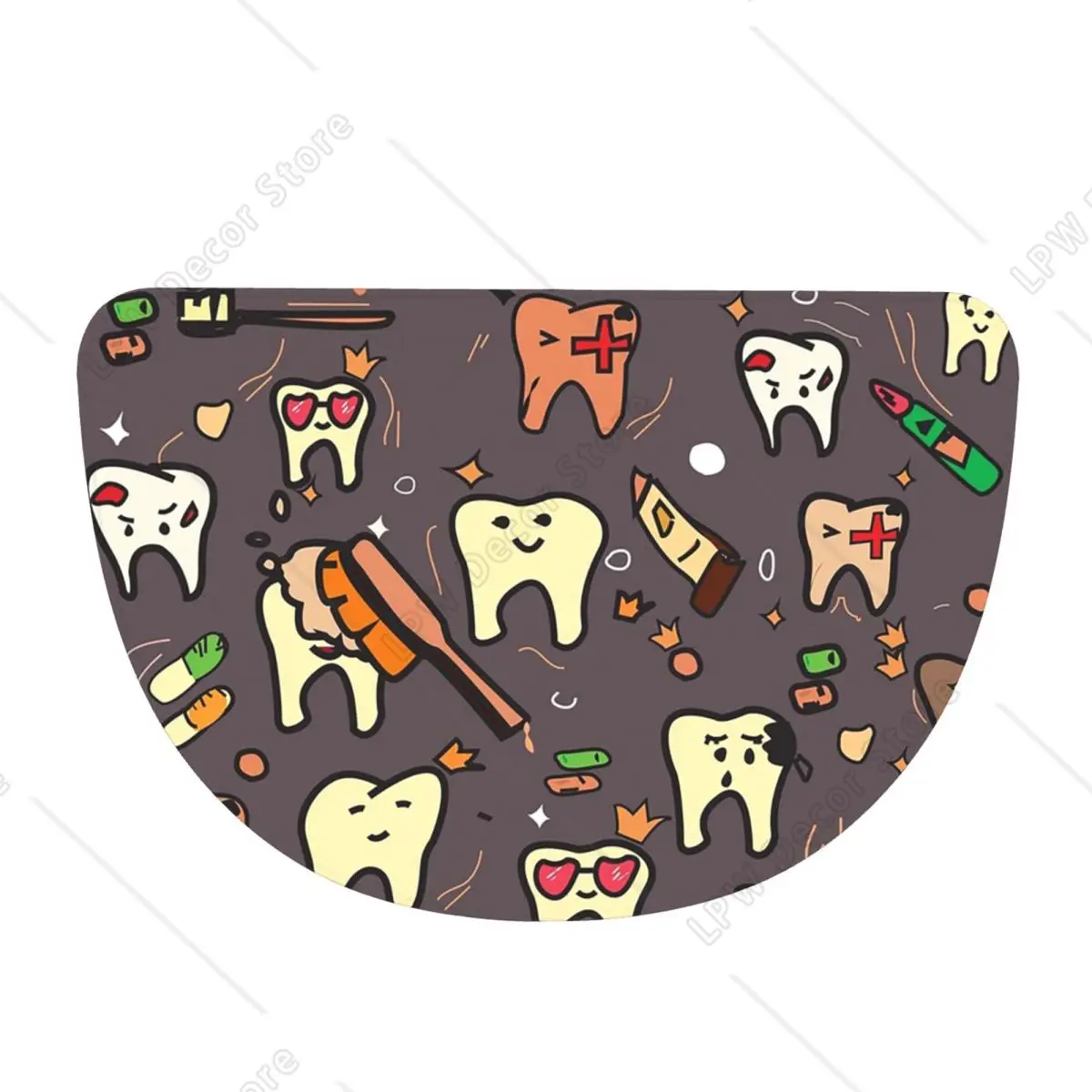 Dentist Pack Soft Flannel Half Round Doormat Non Slip Bathroom Mat Absorbent Floor Carpet for Home Bedroom