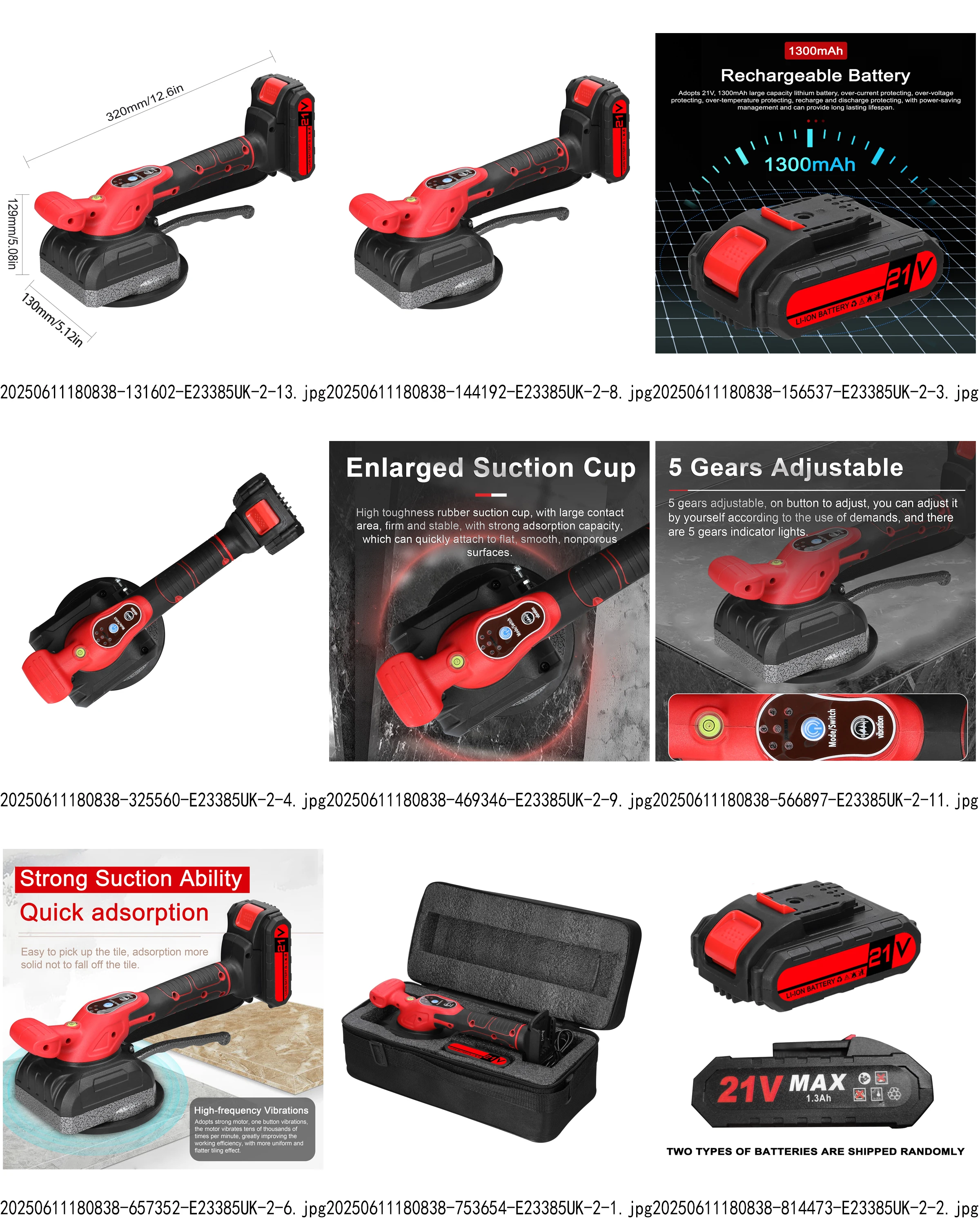 21V High Capacity Tile Tiling Machine Wall & Floor Vibrating Laying Tool Home Decoration Utility with Enlarged Head