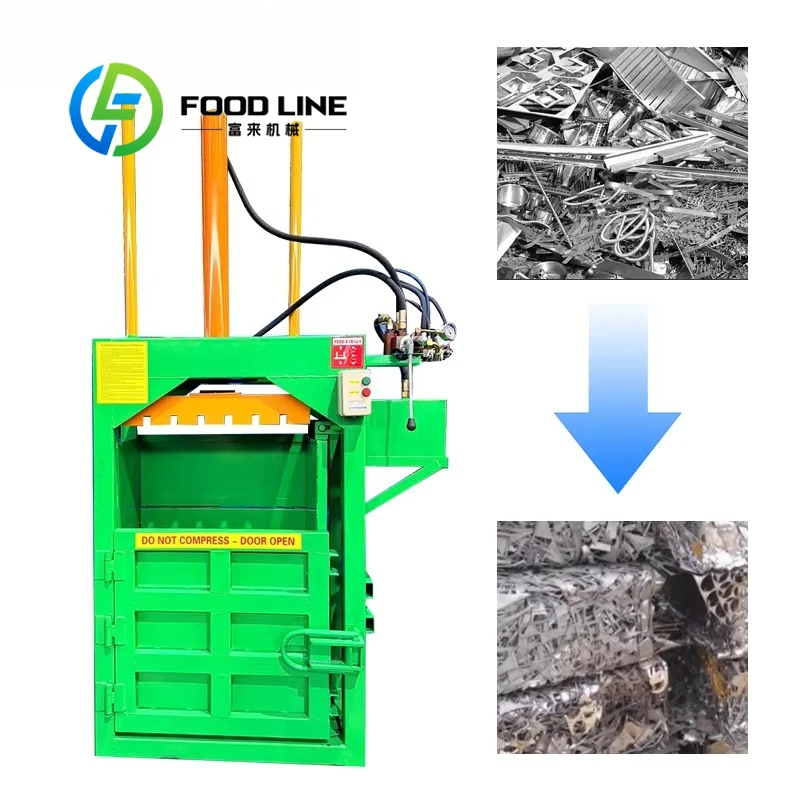 Double Cylinder Vertical Hydraulic Baling Machine Strong Compression Density For Large Volume Light Weight Waste Material Packe