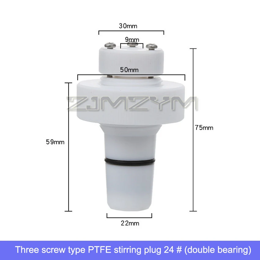 PTFE Stirrer Stopper Polytetrafluoroethylene Stirrer Stir Plug Double Bearing PTFE Stirring Plug Double Seal Type Port #24/#29