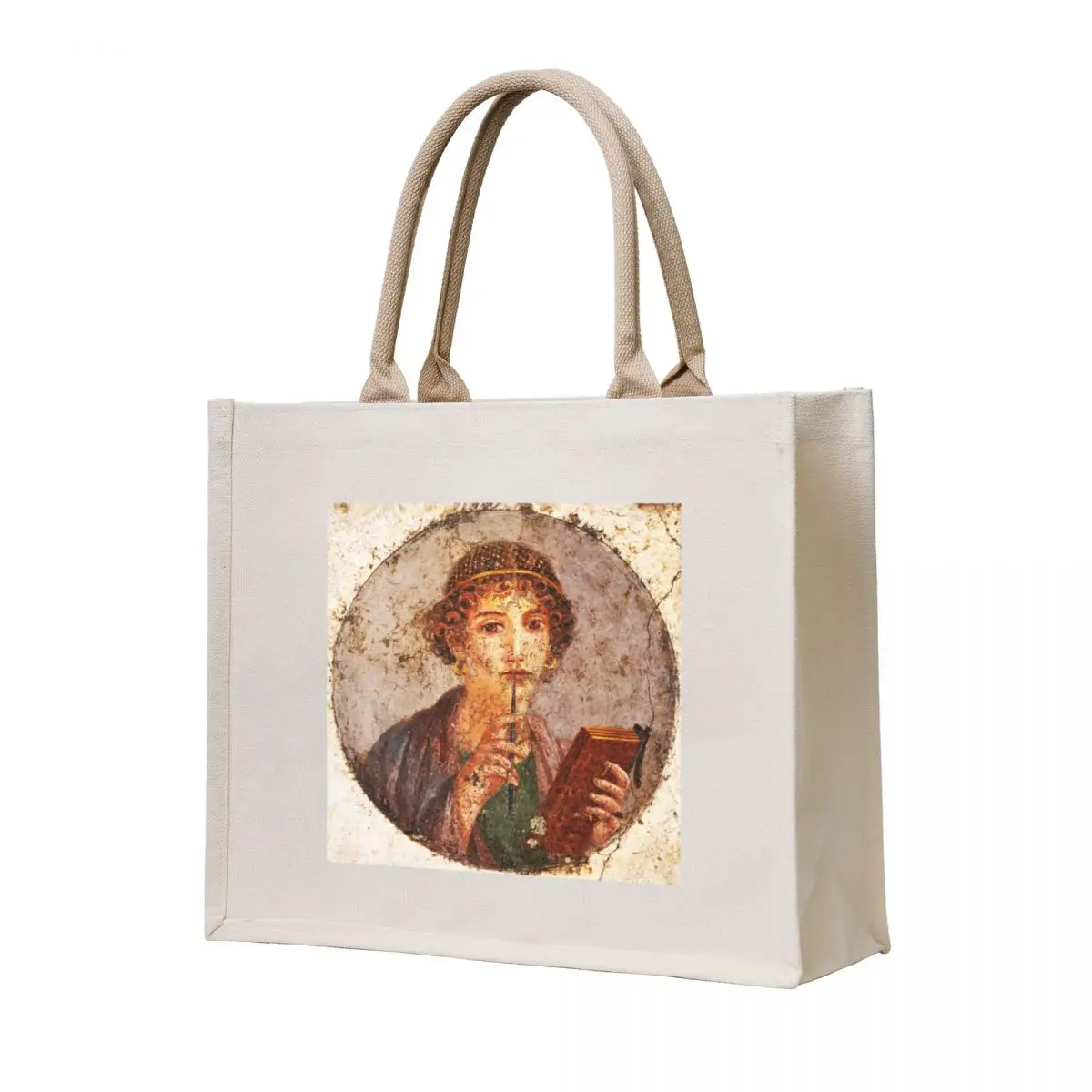 

SAPPHO POMPEII FRESCO Antique Roman Wall Painting Tote Bag tote bag custom reusable shopping bags Woman shopper bag
