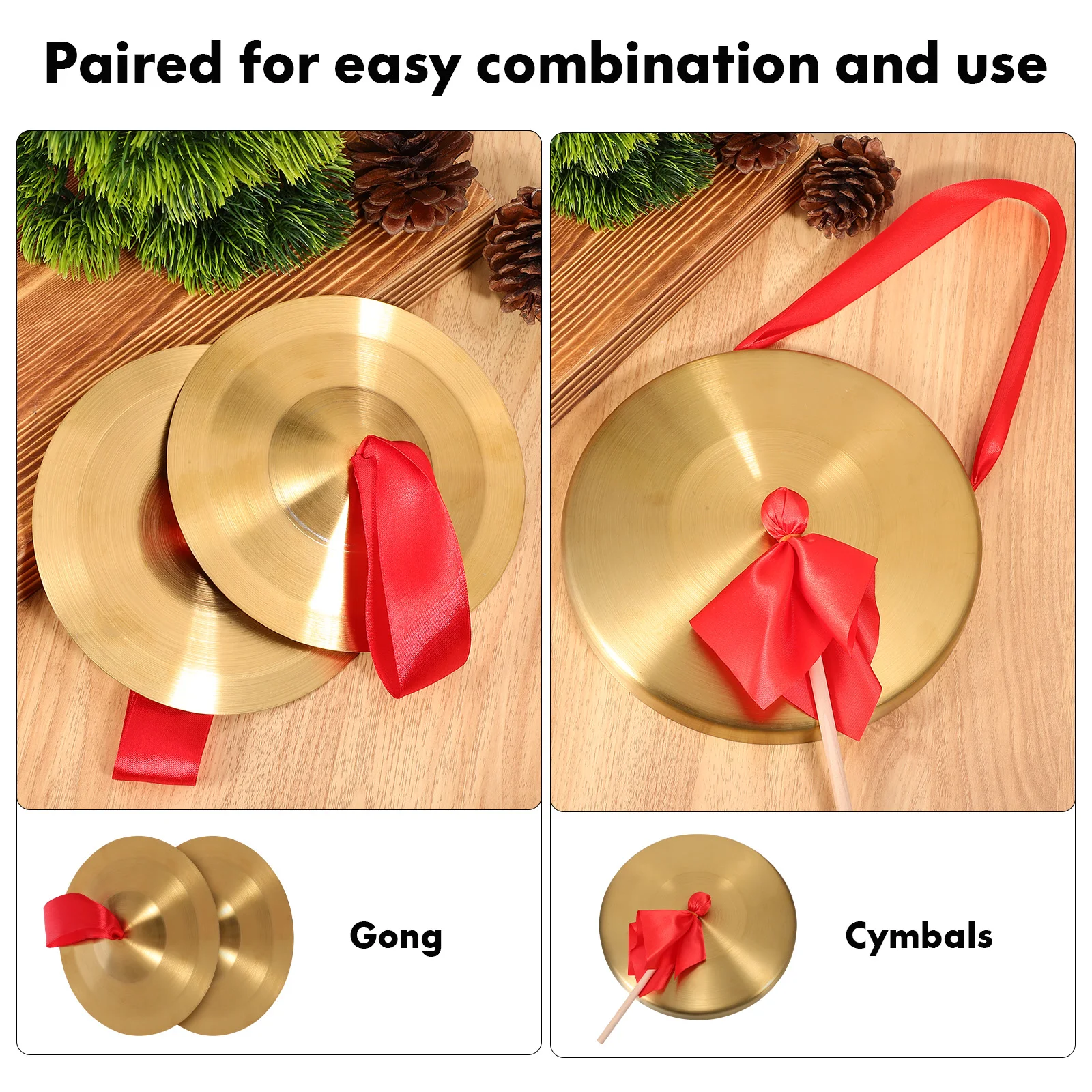 

Copper Gong Cymbal Set 22cm Gong 15cm Cymbals Mini Percussion Instrument Hammer Great Sound Musical Performance School