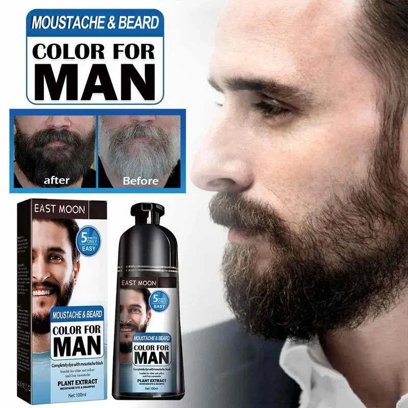 Mens Hair Dye Shampoo 3.53oz Hair Dye Black Shampoo Gradual Gray Darkening Beard Wash Shampoo For Reducing White Beard Color