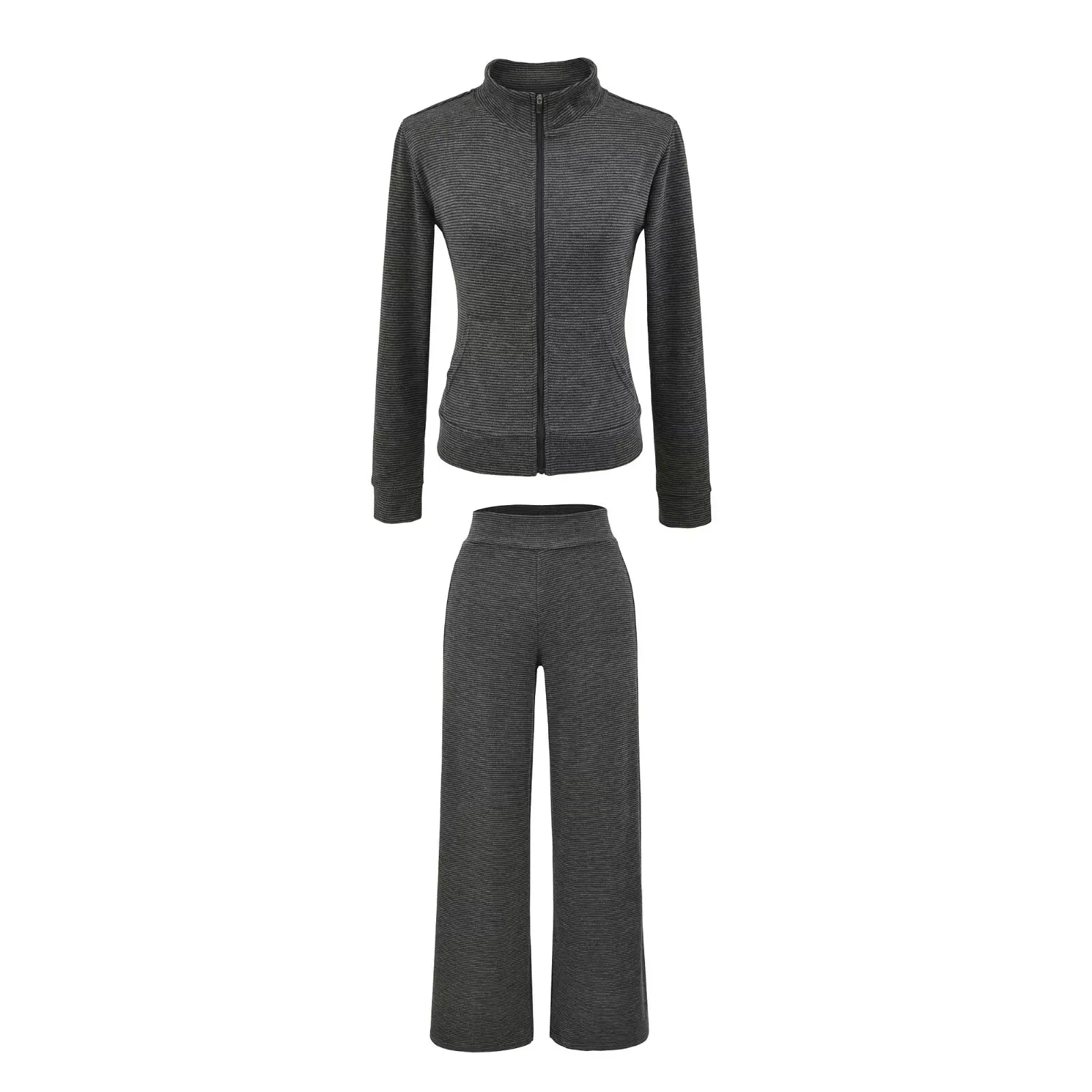 Rétro rayé taille haute minceur jambe large pantalon femmes automne paresseux drapé décontracté droit Sport pantalons longs trajet Sle