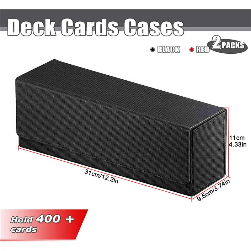 AA84 2 قطعة تخزين التحميل العلوي للبطاقات، صندوق حمل بطاقات التداول لأكثر من 400 بطاقة صناديق تخزين المحمل العلوي للبطاقات السحرية
