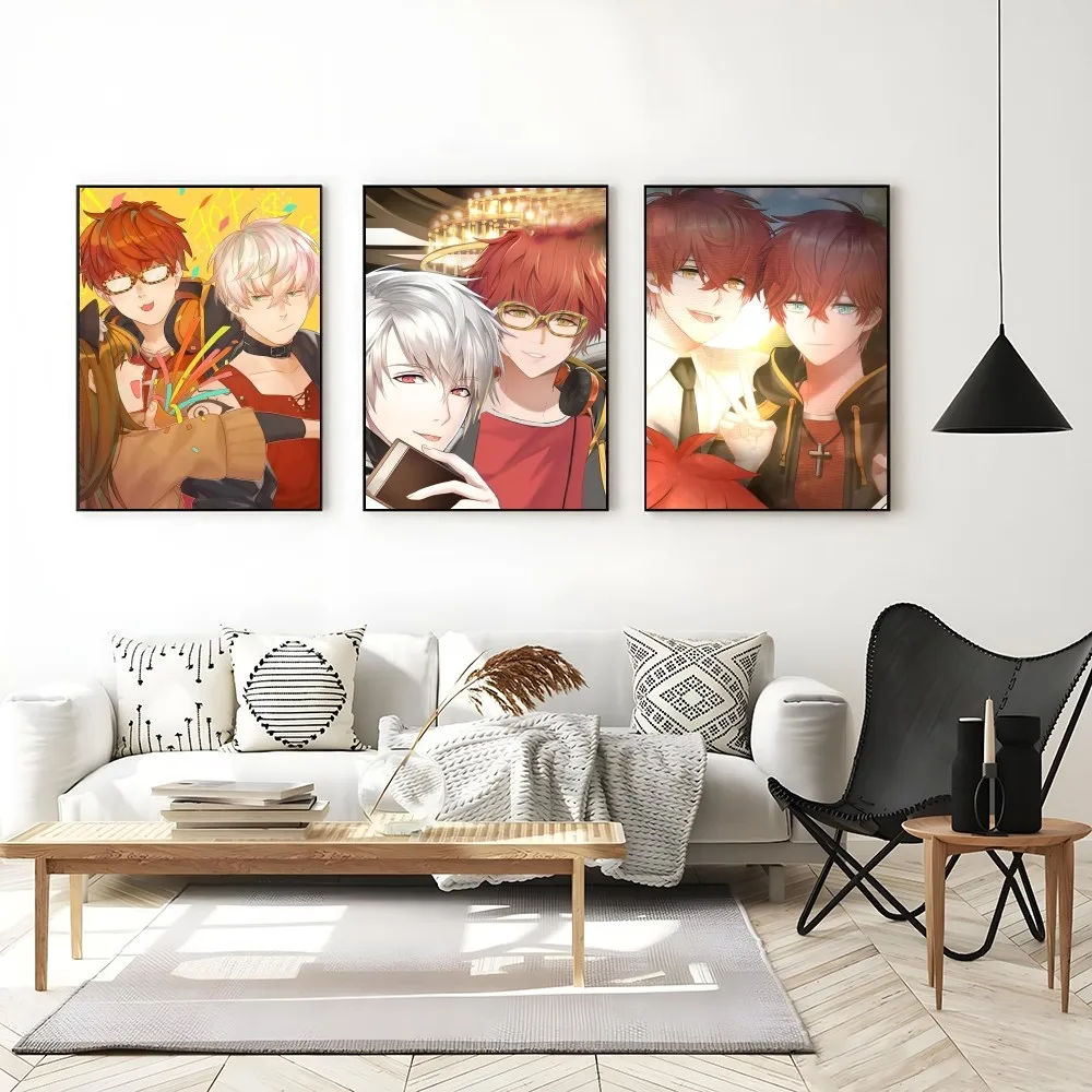 1PC Anime Mystic Messenger Poster autoadesivo Art adesivo di carta impermeabile Coffee House Bar Room Wall Decor