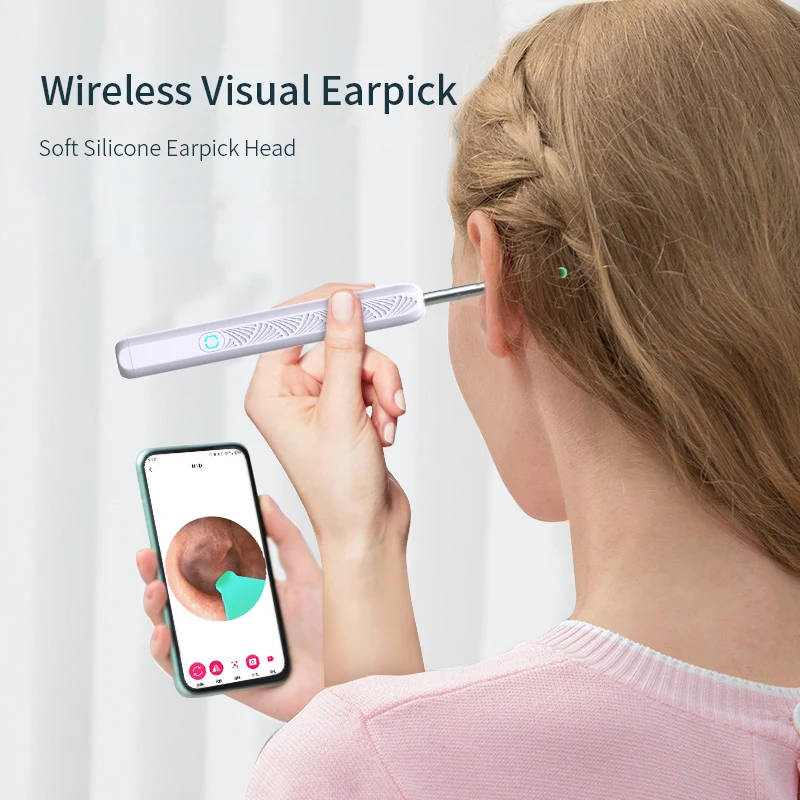 Wireless Ear Wax Cleaner with Camera Safe Earwax Removal Endoscope with Camera Luminous Otoscope Ear Cleaning Tools Ear Care