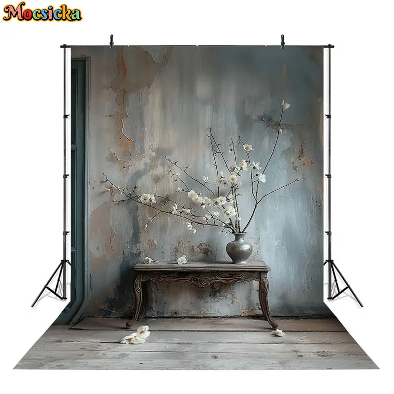 레트로 벽 배경 사진 소품, 사진 스튜디오 아트 화이트 꽃 배경 천, 소녀 파티 벽지 장식 포토존