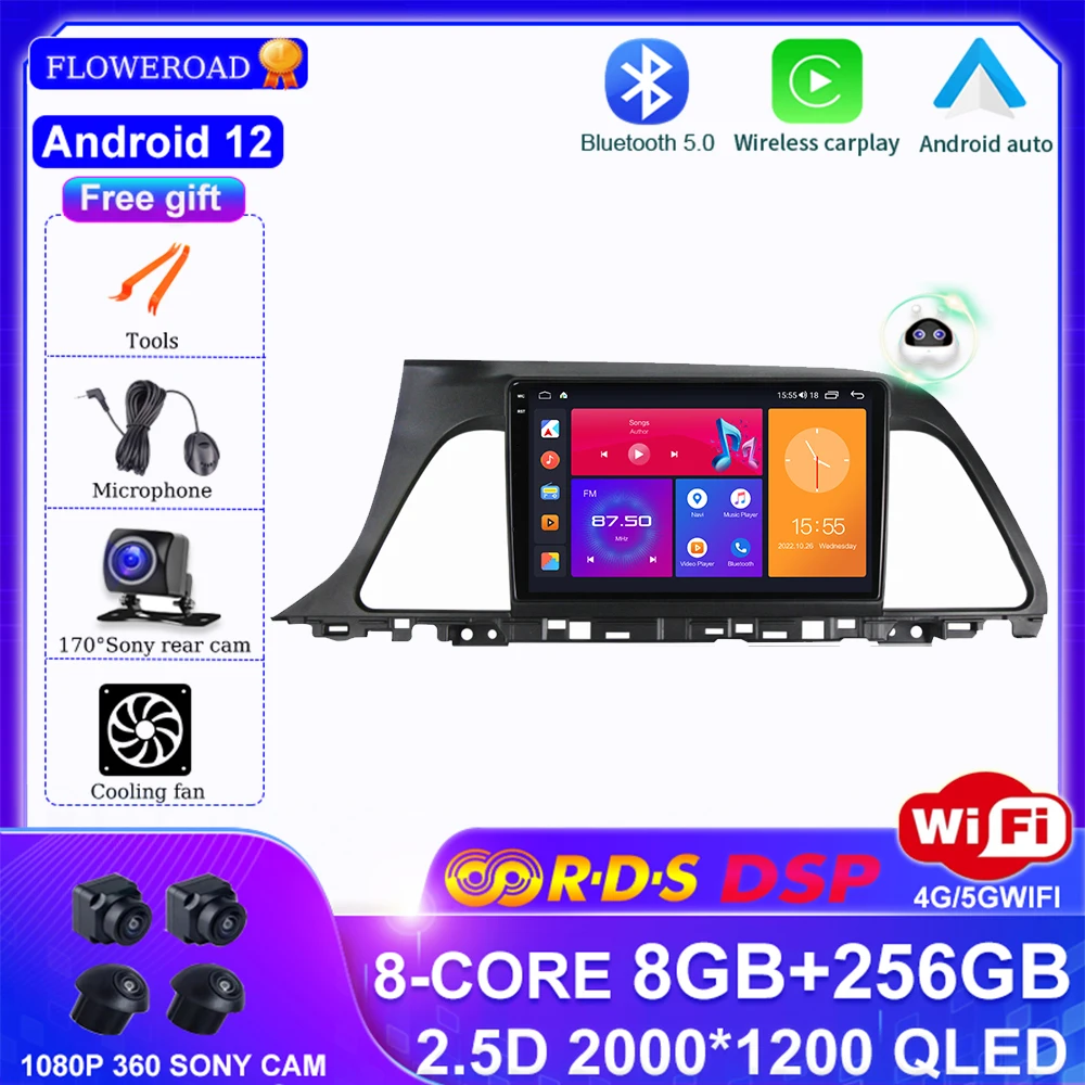 

Android 12 For Hyundai Sonata 7 LF 2014 - 2017 Car Radio Multimedia Video Player Navigation GPS DSP BT 360 Cam No 2din 2 din dvd