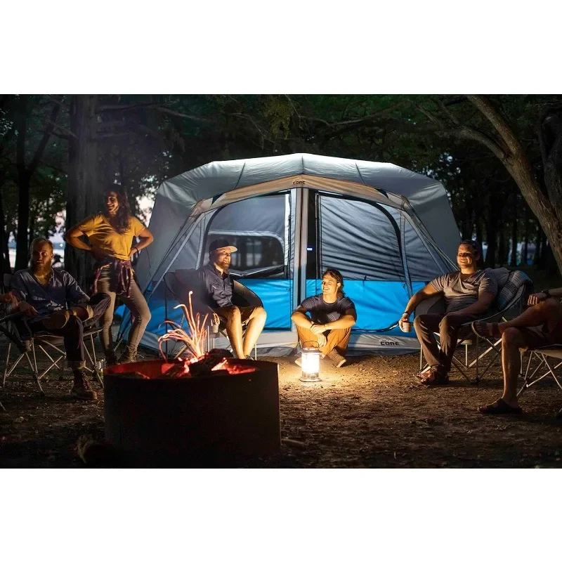 

Instant Tent with LED Lights | Portable Large Family Cabin Multi Room Tents for Camping | Lighted Pop Up Camping Tent | 6 Person