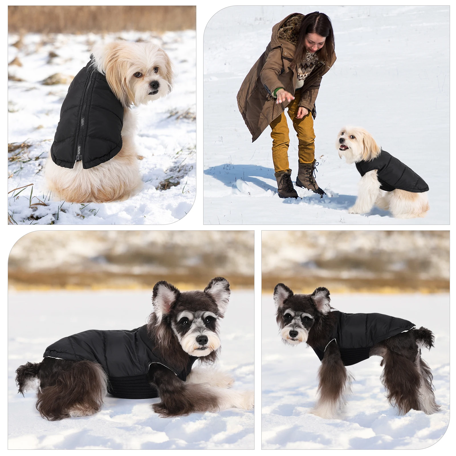 Windproof Dog Coat For Cold Weather Pet Vest Winter Soft Warm Pet Dog Jacket With Zipper For Small Large Dog Cats Padded Clothes