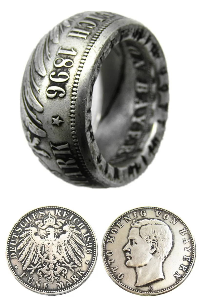 Germany Silver Coin Ring 5 MARK Bavaria Copper-nickel Alloy Handmade In Sizes 8-16