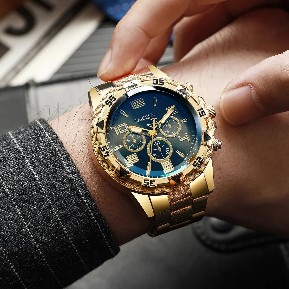 Orologi da uomo d'affari orologio al quarzo da uomo con cinturino in acciaio inossidabile di moda