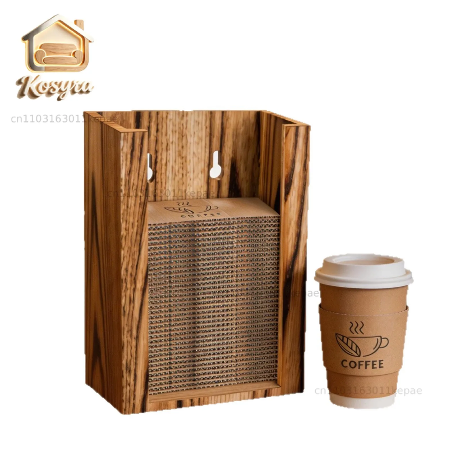 

Vertical coffee cup cover storage rack Wooden wall-mounted anti-scalding cup cover shelf Coffee shop bar Extraction wooden box