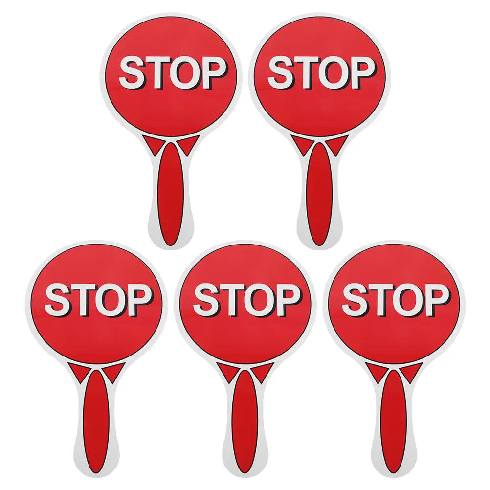 5Pcs Handheld Traffic Safety Signs Set Double Sided Display Red Green Lightweight for Kids Classroom Games Role Playing