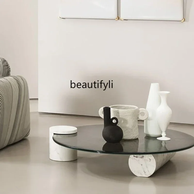 

Отличные скидки на итальянский минималистичный журнальный столик из закаленного стекла с натуральным мрамором, круглый чайный столик для гостиной