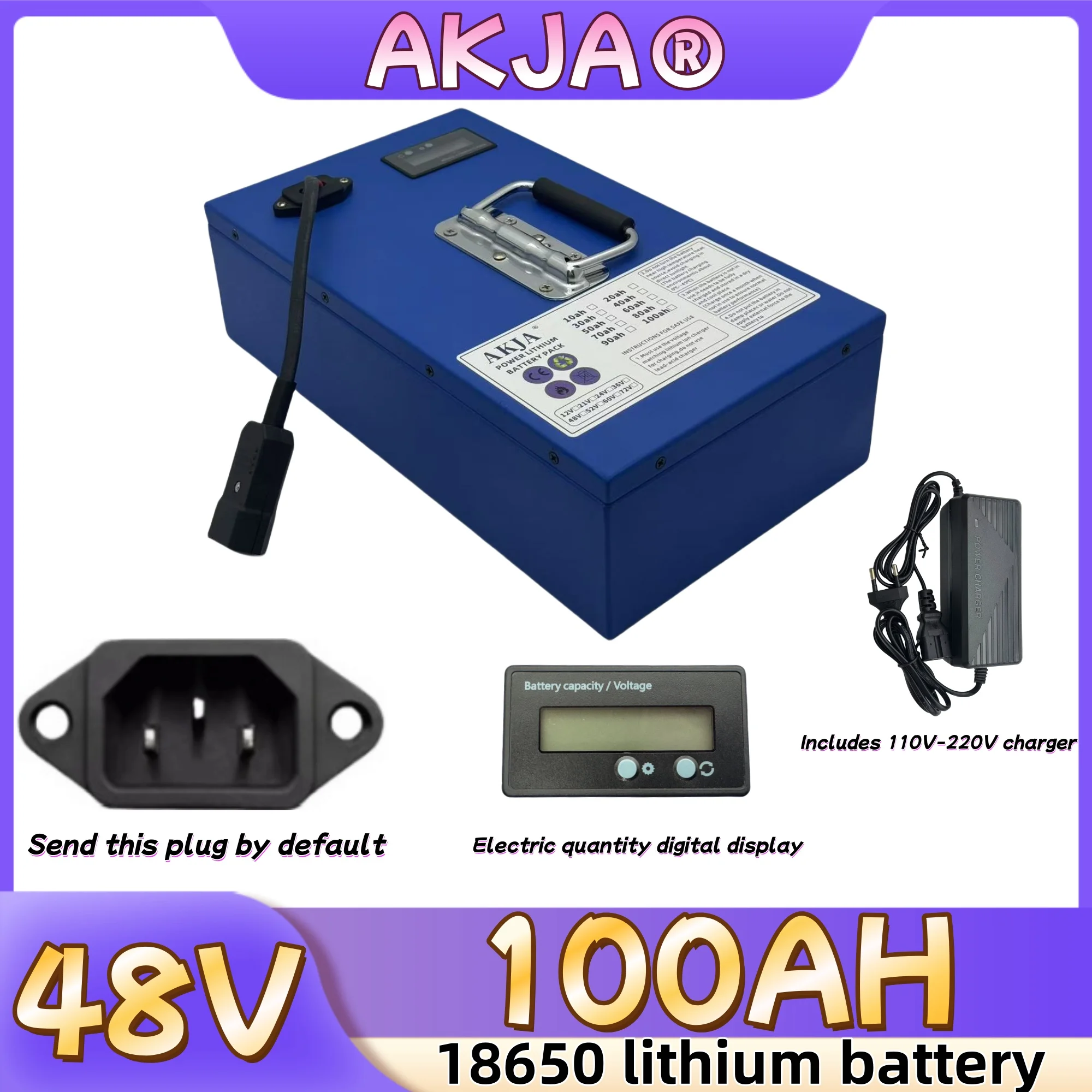 

Air fast transportation，48V100AH 18650 lithium battery，Lithium battery pack，Suitable for motors below 3000W