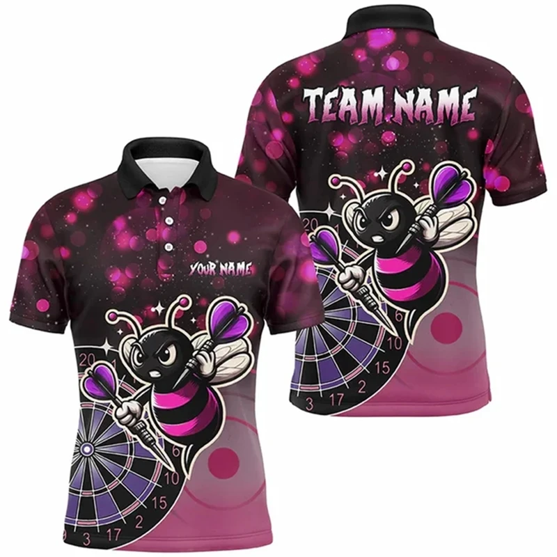 

Funny Animal Dart 3D Print Men's Polo Shirt Fashion Personalization Name Short Sleeve Tops Casual Loose T-Shirt Summer Golf Wear
