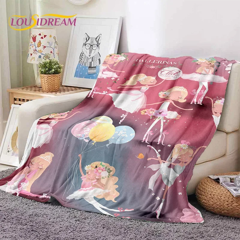 

Cute Ballet Girl Ballerina Fairy Cartoon Soft Flannel Blanket for Bed Bedroom Sofa Picnic,Throw Blanket for Outdoor Leisure Gift