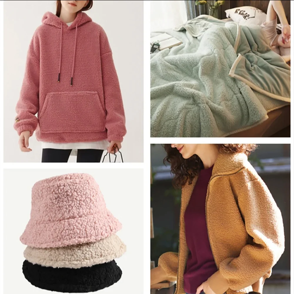 160x50cm Thicken Warm Faux Lamb Wool Fabric Coral Fleece Plush For DIY Apparel Sewing Lining Coat Baby Blankets Scarf Materials