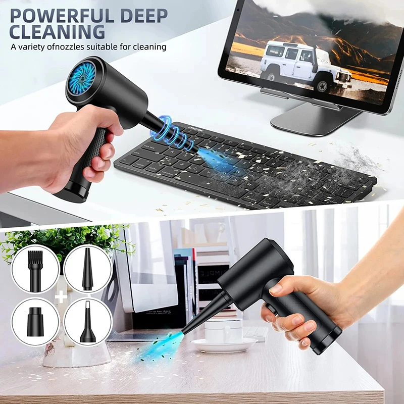 Portable Compressed Air Duster Electric Rechargeable 2 in 1 Air Blower Compressed Air For Cleaning Computer Keyboard Camera Car