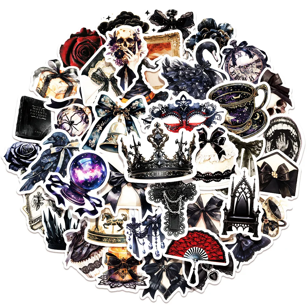 

50Pcs Black Red Gothic Aesthetic Graffiti Stickers Cartoon Witch Skull Decals Laptop Phone Suitcase DIY Waterproof Sticker Toy