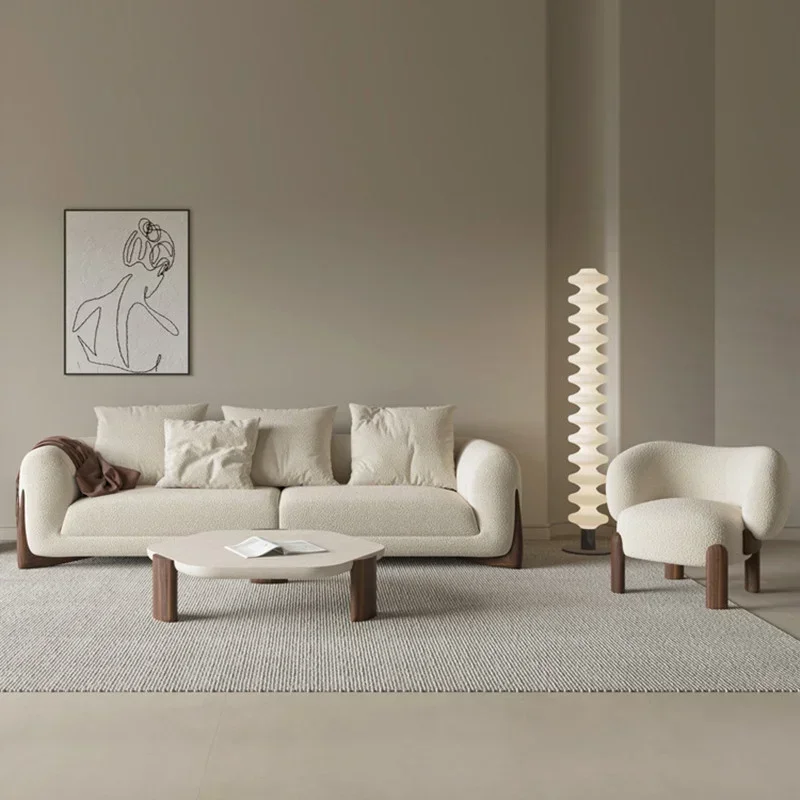 

Nordic Vintage Bed Sofa Minimalist Designer Adult Creative Living Room Sofas Aesthetics Wood Comfortable Divano Home Furniture