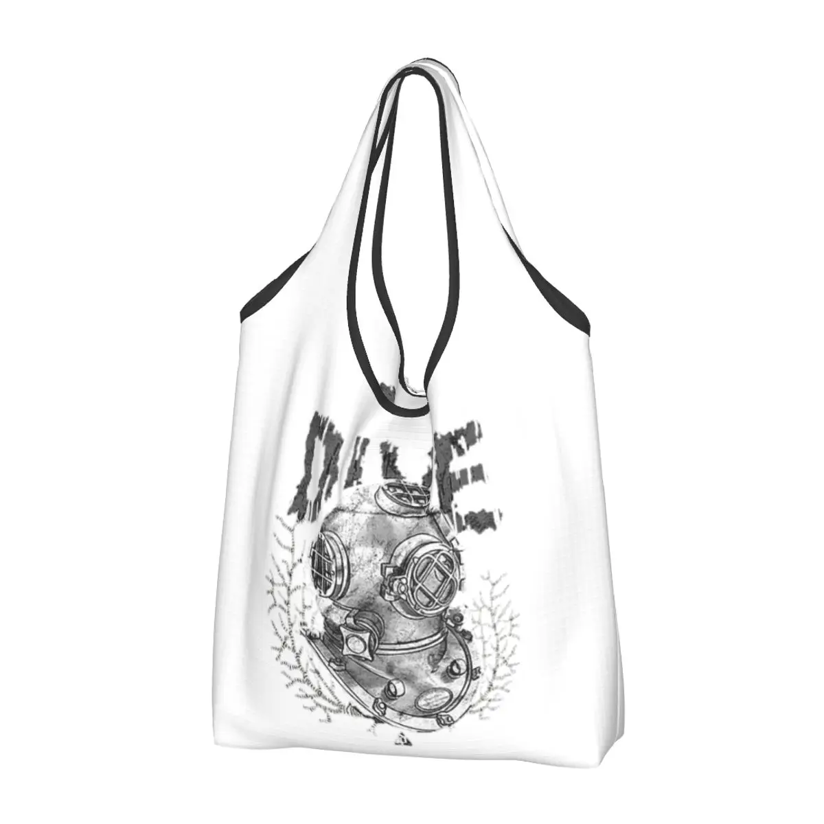 다이브 스쿠버 다이빙 헬멧, 기본 휴대용 토트 쇼핑백, 대용량 쇼핑백, 식료품 핸드백 숄더백