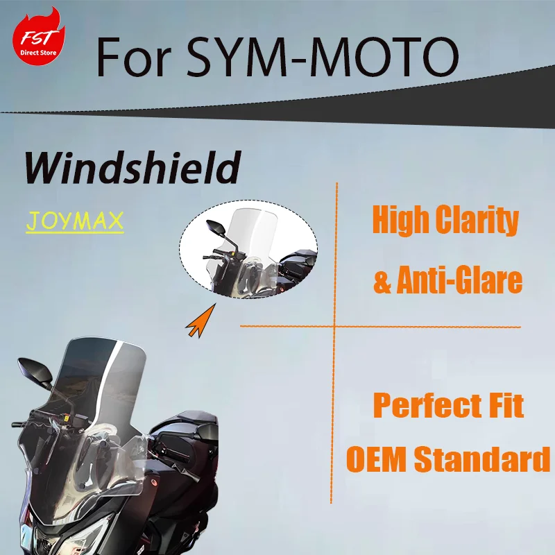 

Heightened & Wide Windshield for SYM JOYMAX F, Modified Tall Wind Deflector, Premium Quality, Super Durable
