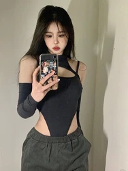 Y2K Sexy Camisole Women's Backless Hollow Out Irregular Bodysuits Top Summer New Fashion Solid Color Shirt Body Tops Jumpsuit