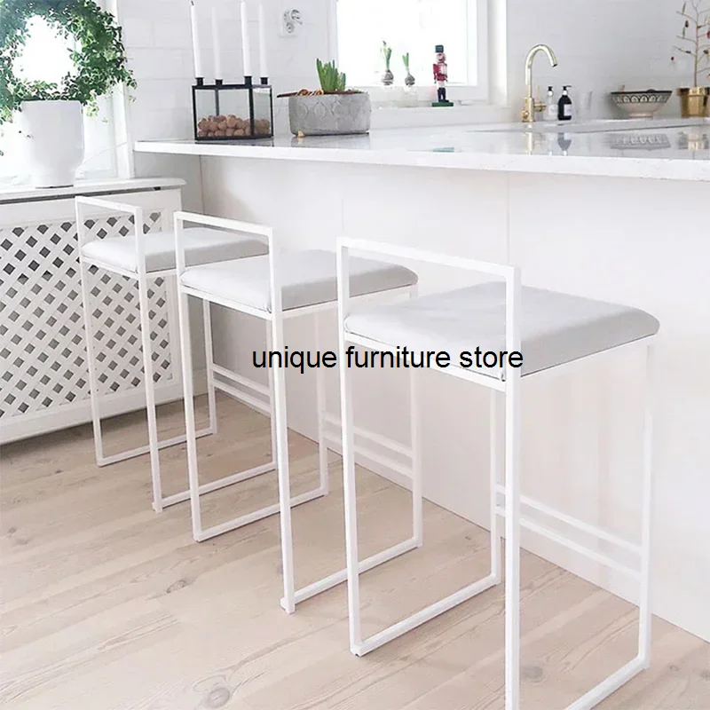 

Nordic Leather Bar Chair Kitchen Island Counter Salon Reception Bar Stool Barstool High Sillas Para Comedor Restaurant Furniture