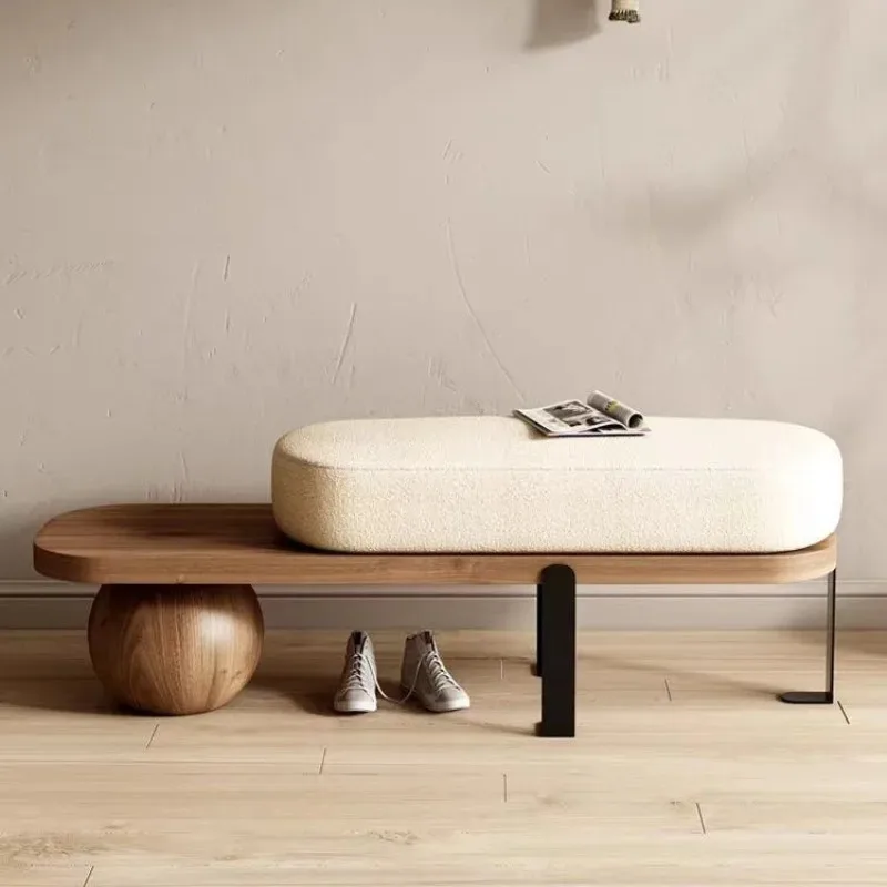 

Creative Solid Wood Shoe Bench for Living Room, Home Entrance, Porch, or Bedroom——Nordic Style Ottoman Stool Upholstered Bench
