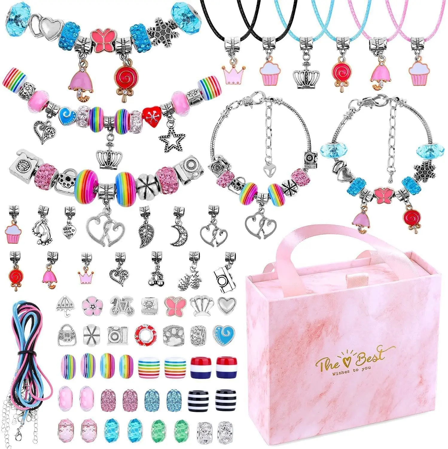 2023 New Jewelry Making Kit Charm Bracelet Necklace Present Alloy Beads Set DIY Toys for Children Bracelets Birthday Gifts