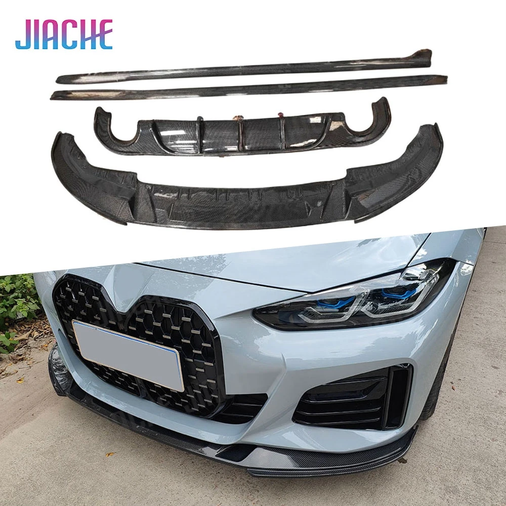 

Углеродное волокно для BMW 4 серии G26 425i M Sport 2020+, передний бампер, задний диффузор с легкими боковыми юбками, внешние аксессуары