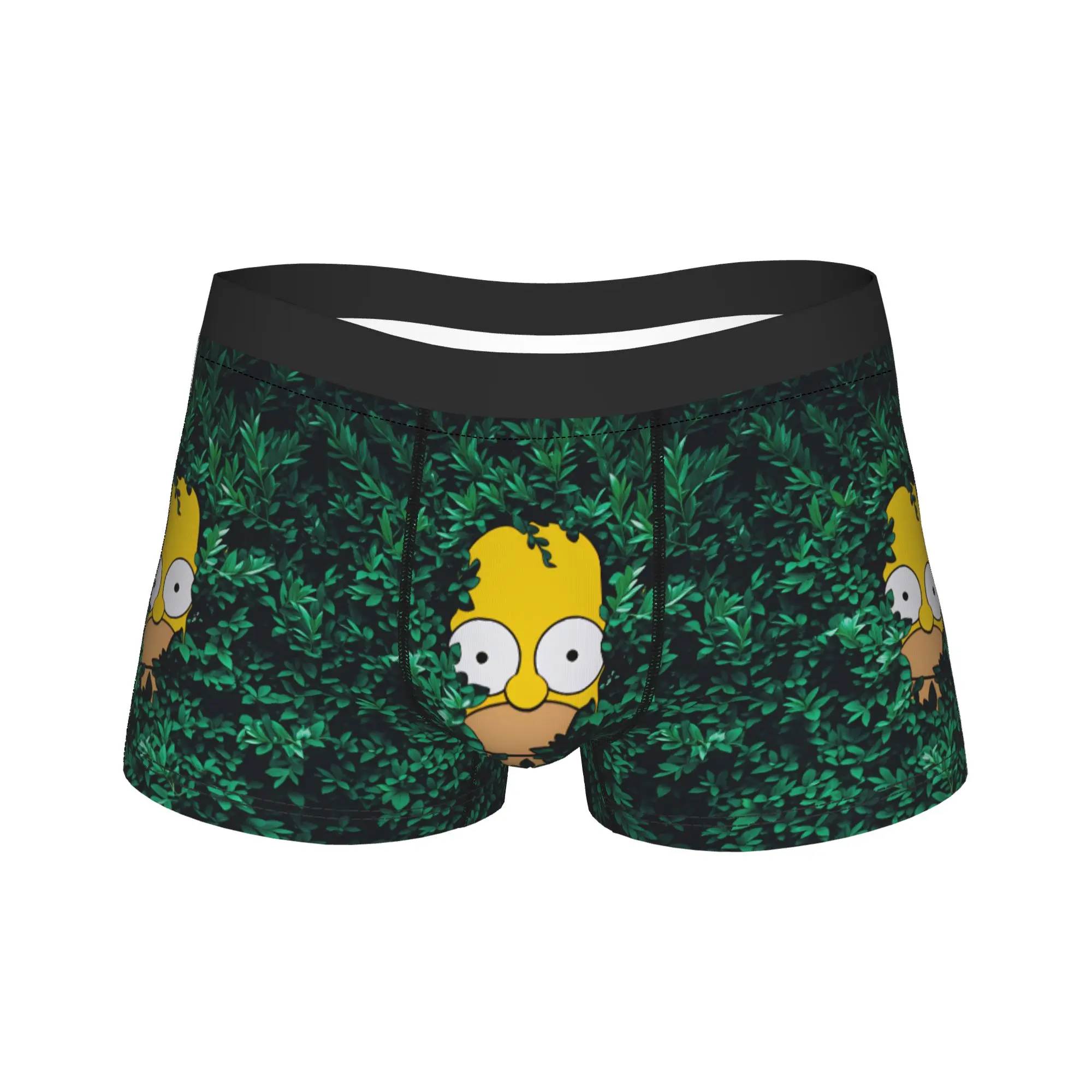 Homer S-Simpsons Hidden in Leaves Boxer Shorts 3D Pouch Underwear Quality Printed Shorts Briefs Breathable Males Underpants