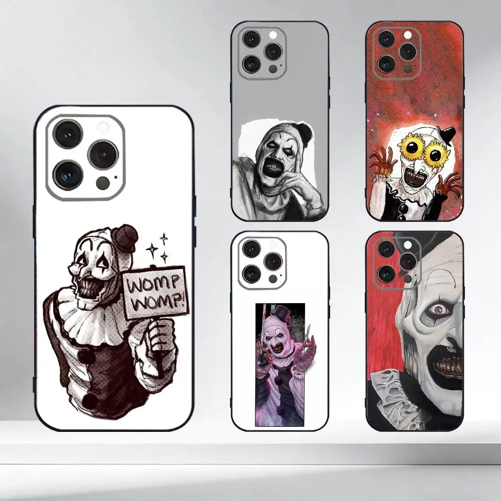 

H-Horror Art the Clown Funny Phone Case For iPhone 17,16,15,14,13,12,11 Plus,Pro Max,XS,Soft Silicone Black Cover