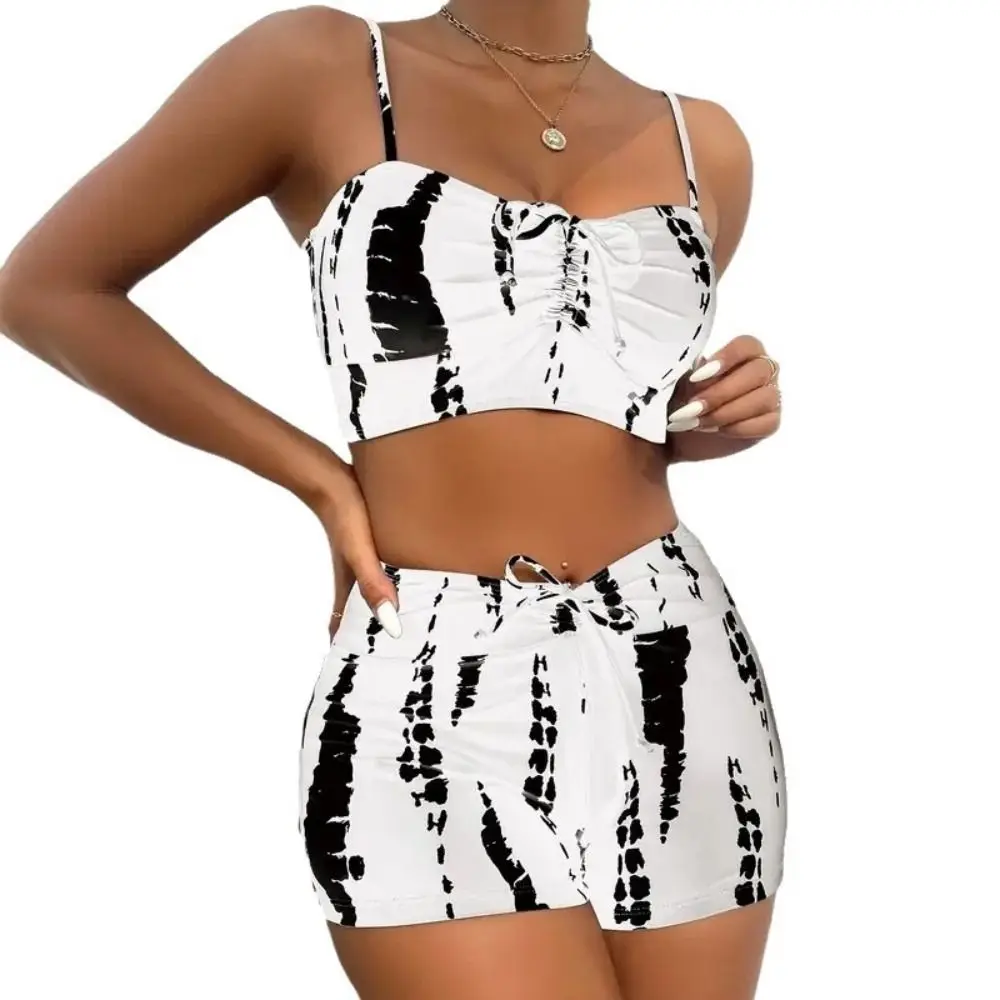 التعادل صبغ عالية الخصر مجموعة البكيني عبر الحدود زاوية مسطحة منفصلة ملابس السباحة عالية الخصر السراويل مثير تصميم ملابس السباحة العصرية الاستخدام الإناث #3