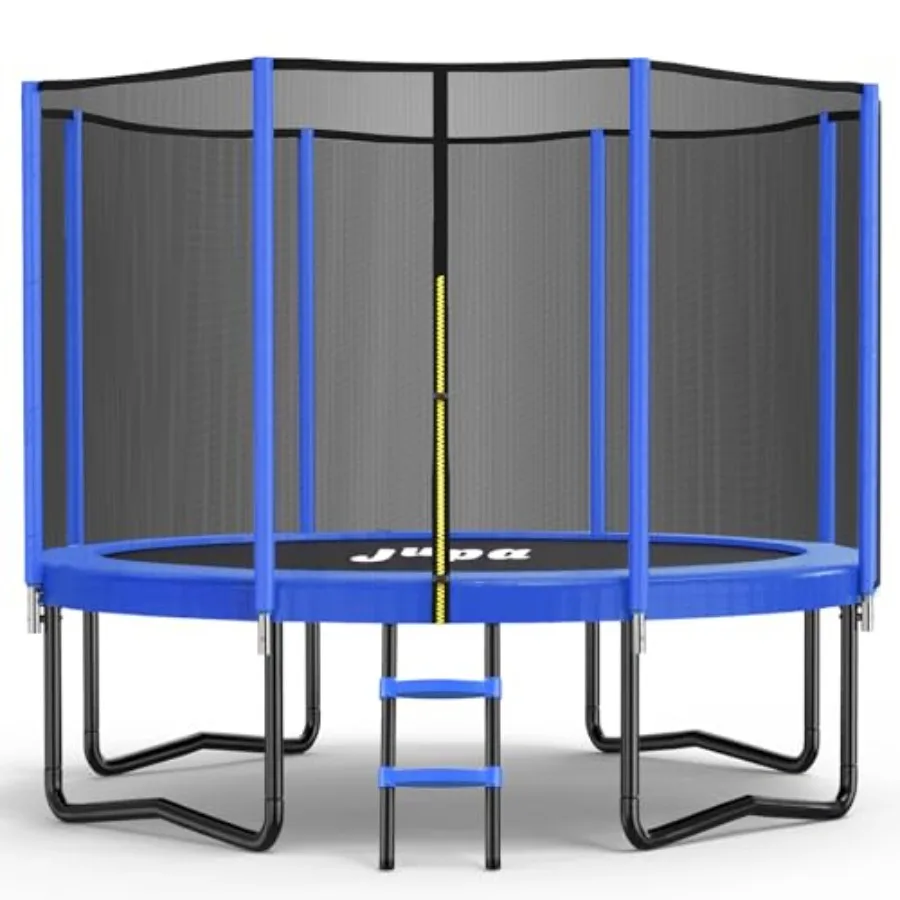 

8FT 10FT 12FT 14FT Outdoor Trampoline with Enclosure Net 410LBS Recreational Anti-Rust Trampoline for and Adults in Silver Dura