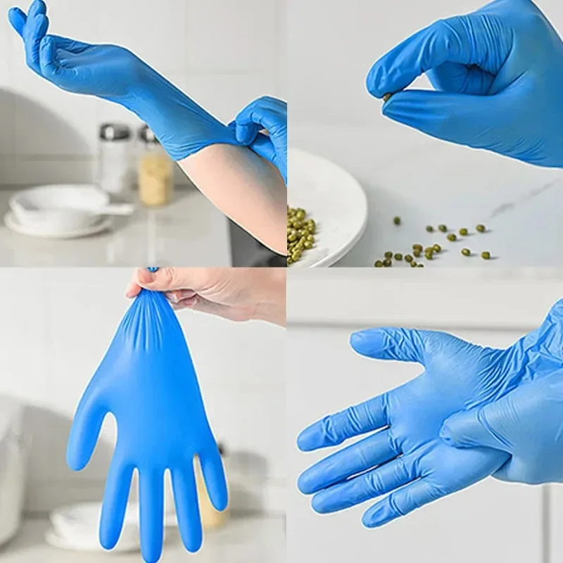 

50/100PCS Blue Nitrile Gloves Disposable Waterproof Blue Gloves Kitchen Dishwashing Pet Bathing Beauty Hair Styling Tools