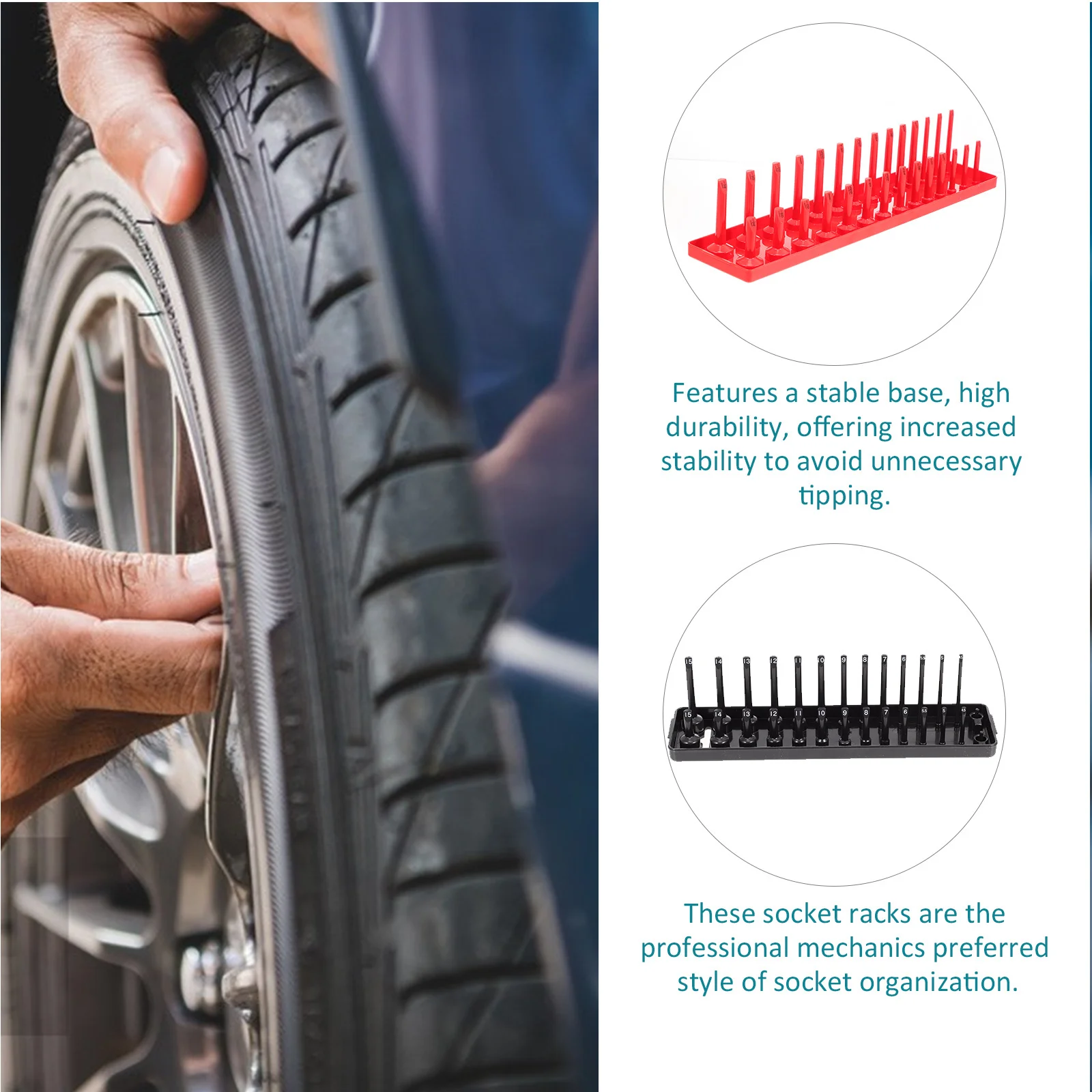 6 قطعة 1/4 بوصة 3/8 بوصة 1/2 بوصة المقبس حامل مُنظِم أداة صينية تخزين الرف قاعدة متينة تحافظ على المقابس المقبس المنظم #3