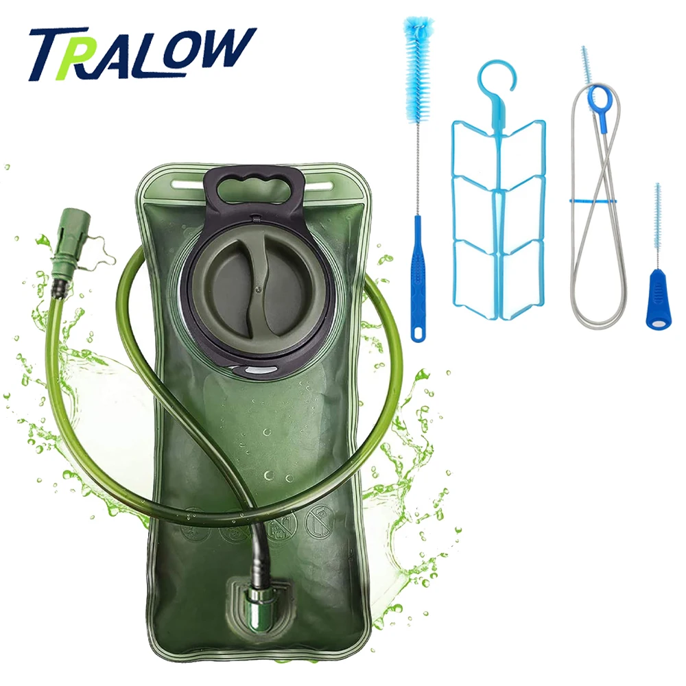 

TRALOW Outdoor Water Bladder with Cleaning Brush Set,Free Hydration Reservoir with Hos & All-in-One Cleaner for Hiking & Camping