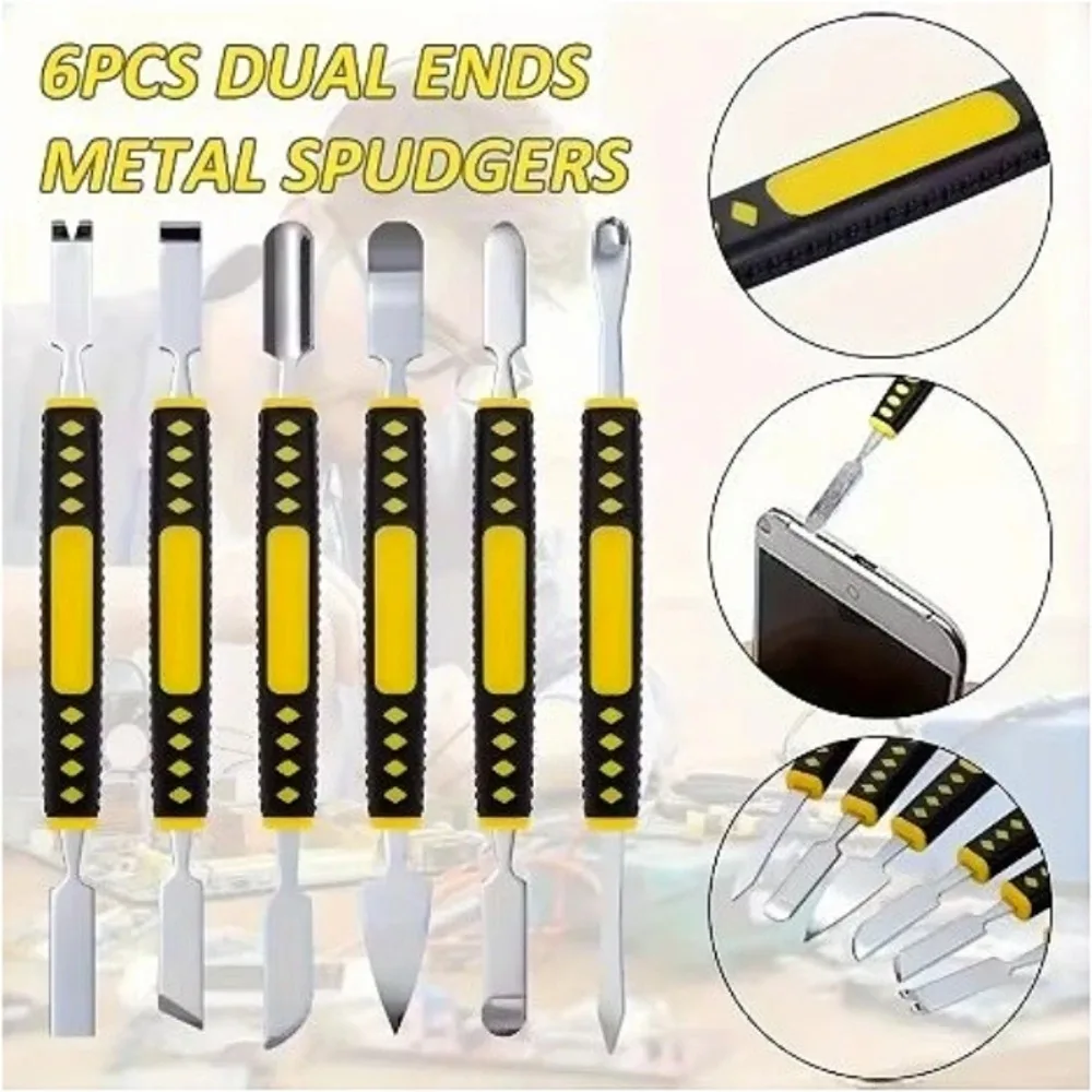 Double Sided Metal Pry Spudger Scraper Set Anti-slip Grips For Smartphone Tablet PC Screen Disassembly Electronic Repair Jobs