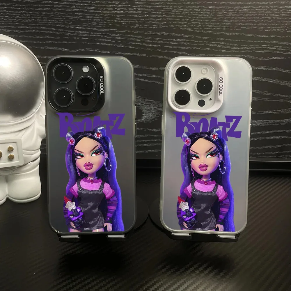 1pc Bratz Doll Phone Case IMD Color Silver Shell For IPhone 16 15 14 13 12 11 Pro Max Plus