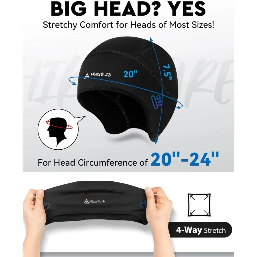 Topi Helm dengan Lubang Kacamata, Topi Bersepeda Termal Musim Dingin untuk Pria dan Wanita, Topi Beanie Bersepeda