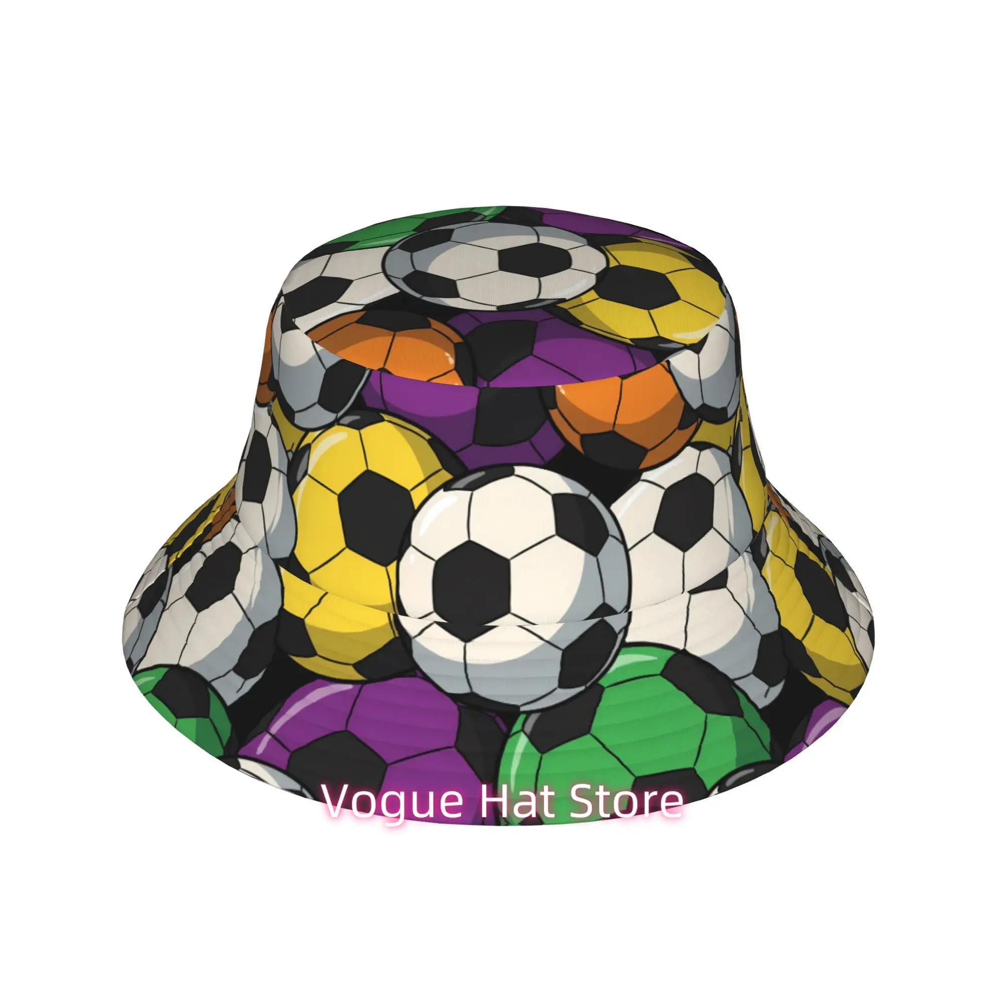 Men' & Women' Soccer Print Bucket Hat - Lightweight Adjustable Sun Hat with All-Over Soccer, Machine Washable Outdoor Cap Suitab