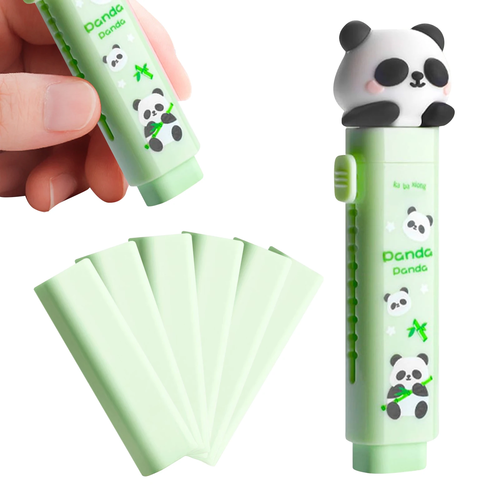 Gomme de dessin animé Krasno-Cartoon mignonne portable pour enfants, mini effaceur doux, écriture à nervures, étudiant de style vert