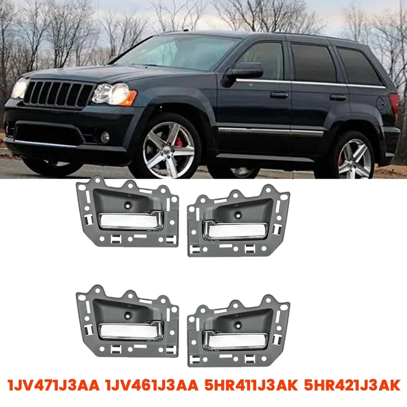 

4Pcs/Set Inner Door Handle Pull For Jeep Grand Cherokee 2005-2011 1JV471J3AA 1JV461J3AA 5HR411J3AK 5HR421J3A LHD